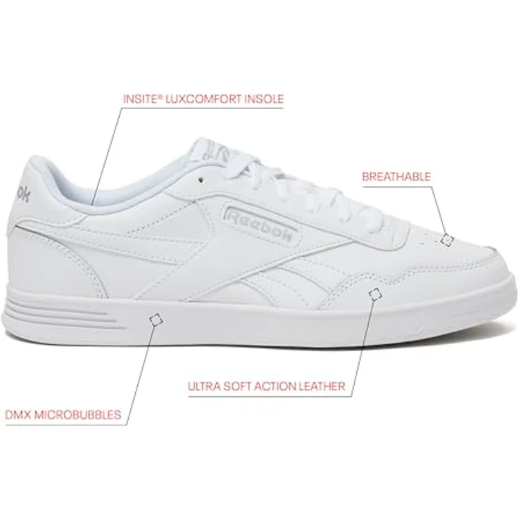 Reebok Court Advance In White Sneakers, Trittsichere Sohle aus Leder und Synthetik, 5 UK / 37.5 EU / 6 US – Bild 2