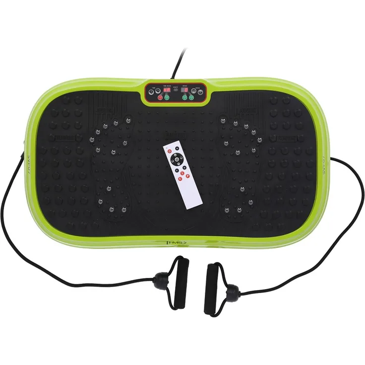 HMS Fitness Vibrationsplatte SVP07, grün, mit 10 Programmen und 99 Geschwindigkeiten, max. 150 kg Belastung