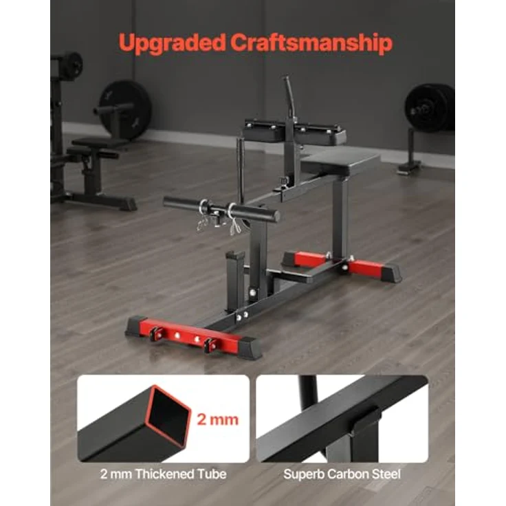 VEVOR sitzende Wadenmaschine UB2912, Kraft-Beintrainer mit 200 kg Tragkraft für Beinübungen, Schwarz + Rot – Bild 3