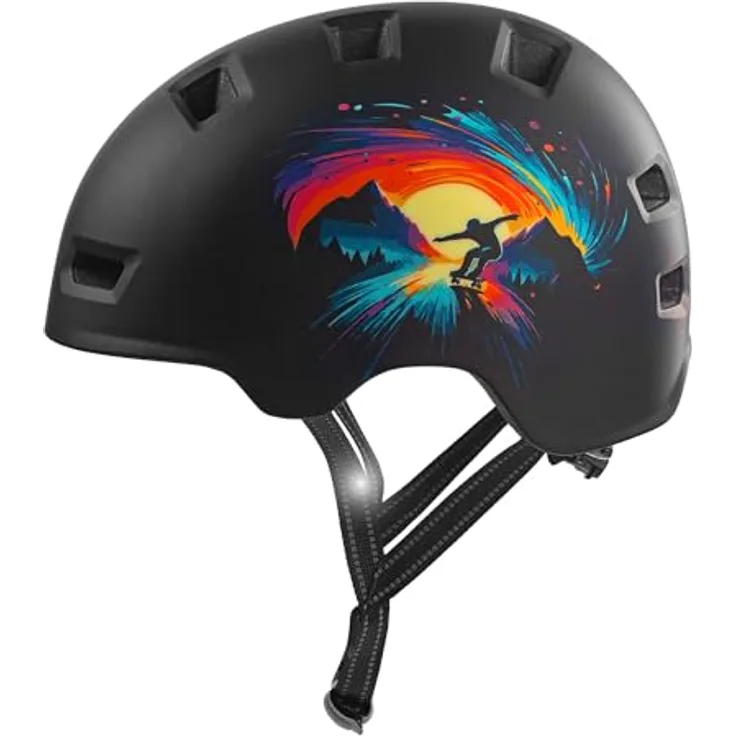 Crazy Safety Rampage Skating, Schwarz, Kinder-Skater- und Fahrradhelm mit EN1078-Zertifizierung, optimaler Schutz und Komfort