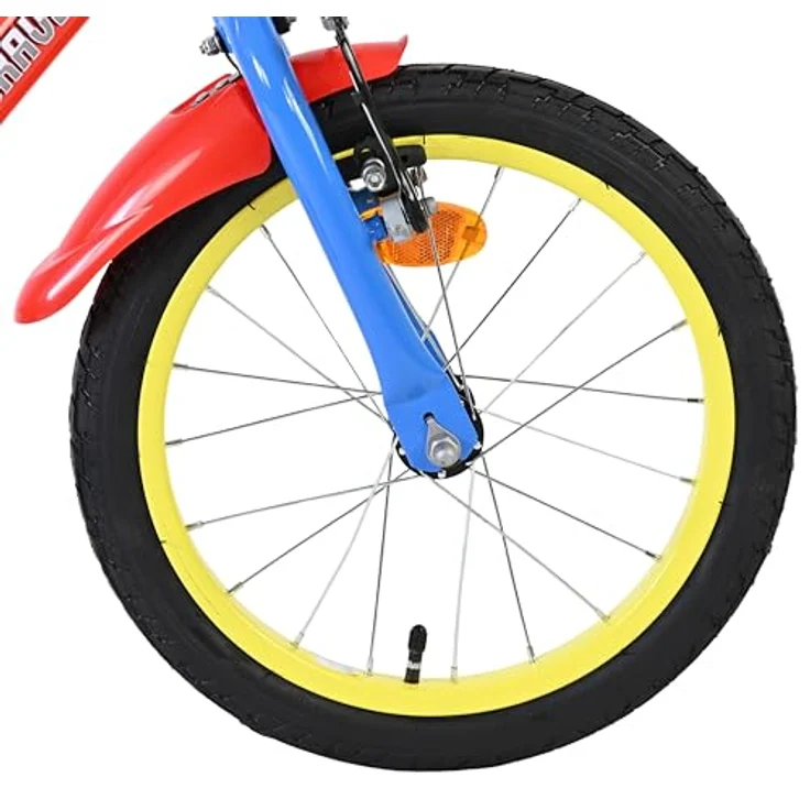 Volare Paw Patrol Kinderfahrrad, 16 Zoll für Jungen, Rot Blau, mit Handbremse, abnehmbaren Stützrädern und höhenverstellbarem Sattel – Bild 4