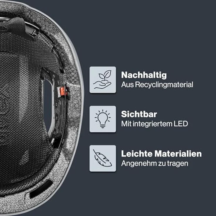 Uvex Sports Urban Planet LED, Velohelm mit integrierter Lichtfunktion, Hartschalenkonstruktion, 58-61 cm, Rhino Matt – Bild 3