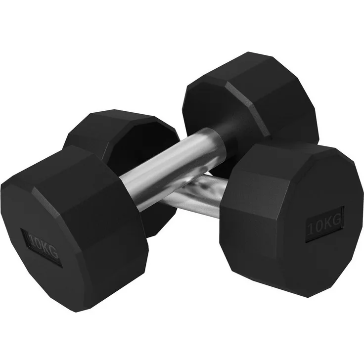 SPORTNOW 12-seitige Hanteln im Paar, rutschfester Griff, 2x10 kg, schwarz