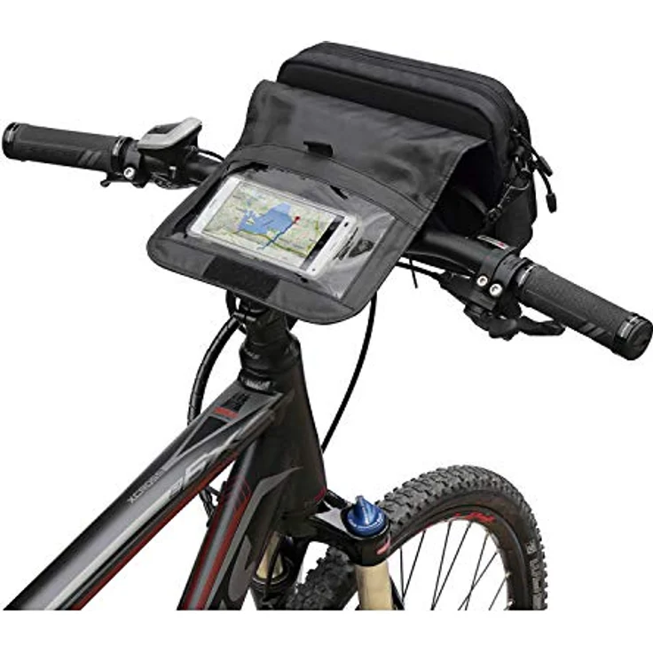 KLICKfix 0275PS SmartBag Touch, Fahrradtasche mit Smartphonefach, Schultergurt, Black-Red, 1,8 Liter – Bild 2