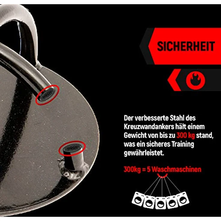 NEOLYMP Edelstahl Wandanker für Fitnessbänder bis 300kg - Wandhalterung, Deckenhaken Schwerlast, inkl. E-Book mit umfangreichen Fitnessbänder-Übungen – Bild 5