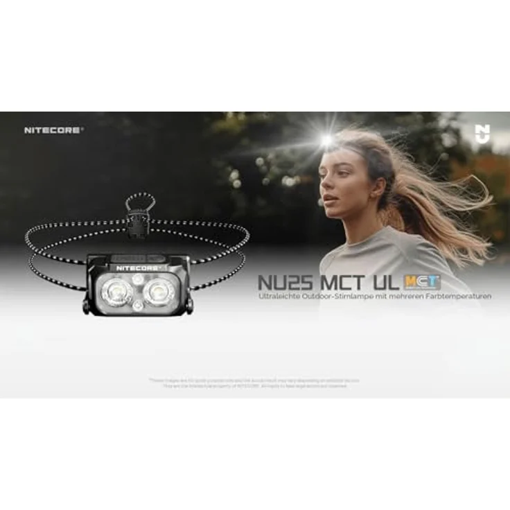 Nitecore NU25 MCT UL, ultraleichte USB-C Stirnlampe mit 400 Lumen, 132 m Reichweite, Nachtsicht und Rotlicht, schwarz – Bild 3