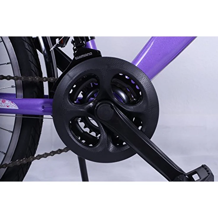 Talson City-Fahrrad 26 Zoll, 21-GG-Shimano-Schaltung, mit Beleuchtung und Gepäckträger, Lila – Bild 3