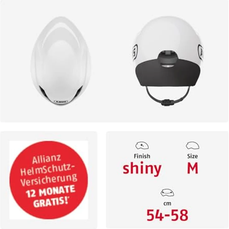 ABUS Zeitfahrhelm GameChanger TT 1.1, aerodynamischer Fahrradhelm für Triathlon, Zeitfahren und Bahnradfahren, Weiß, Größe M (54-58 cm) – Bild 5