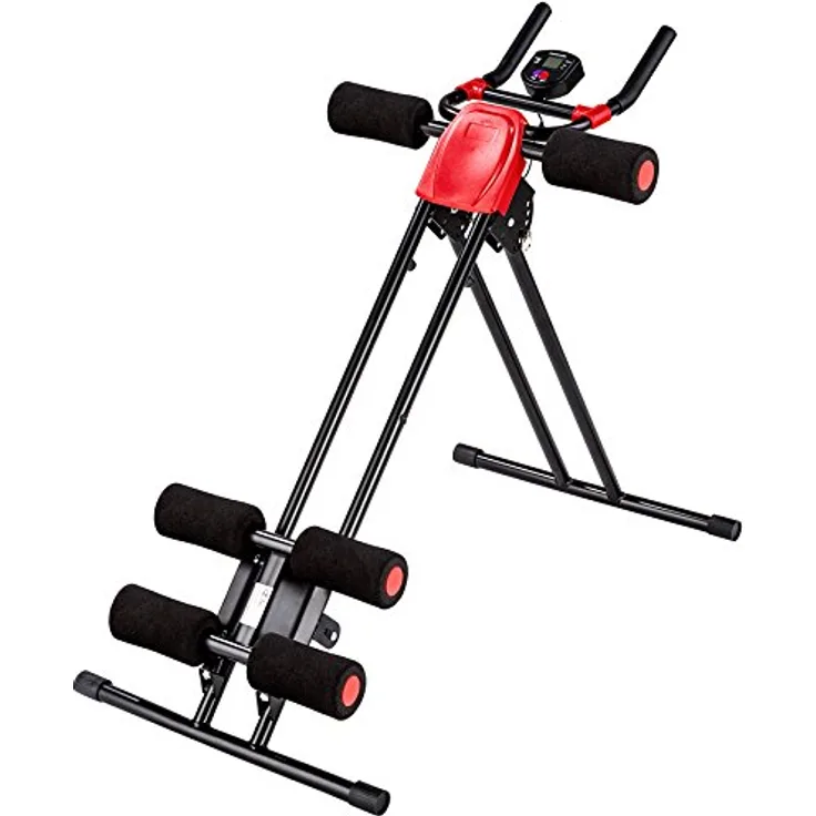 tectake Bauchtrainer Bauchmuskeltrainer mit Trainingscomputer, 5-fach verstellbar, klappbar, bis 100 kg Belastung