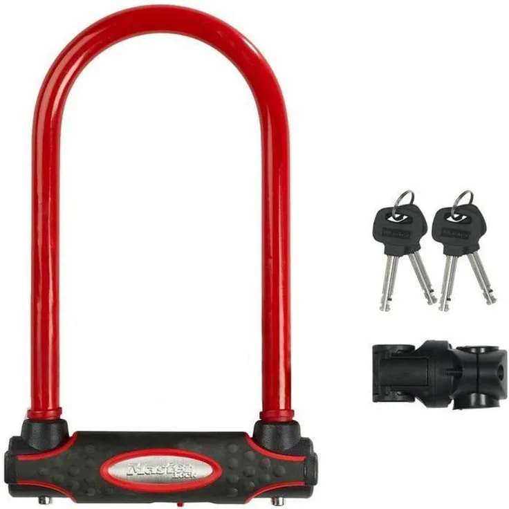 Master Lock Nr. 8195EURDPROCOLR, Veloschloss aus gehärtetem Stahl mit 21 cm langer Doppel-Schließbügel, rot