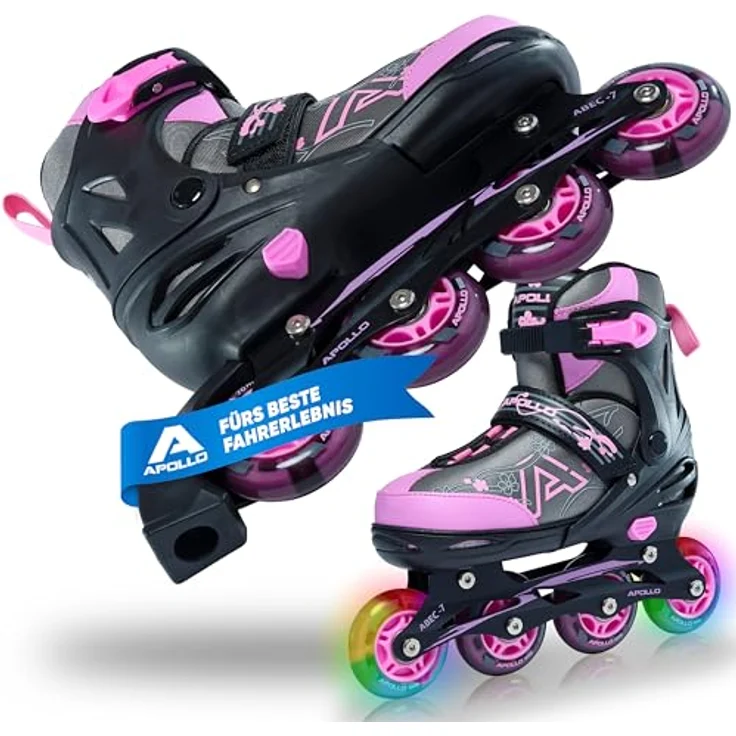 Apollo Champion, größenverstellbare Inliner für Kinder und Erwachsene, LED Rollen in Pink, Mint, Blau oder Schwarz – Bild 1