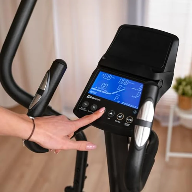 HS HOP-SPORT Crosstrainer HS-140CF Rock - Klappbarer Ellipsentrainer mit 32 Widerstandsstufen & Pulssensoren, App kompatibel, bis 120kg belastbar, in elegantem Design – Bild 4