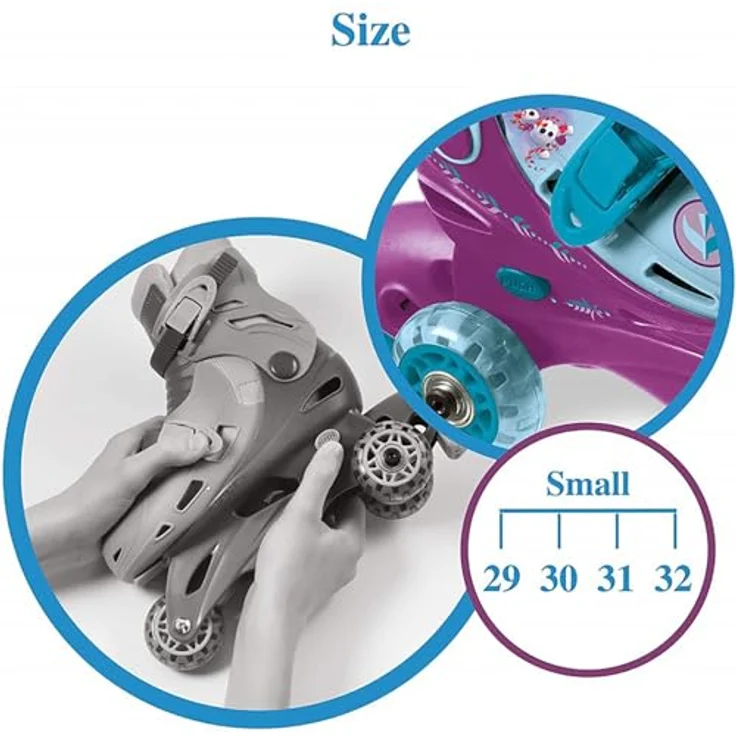 Mondo Disney Frozen Tri Inline Skates, Mädchen Rollschuhe, Blau und Violett, Größen 29-32, für Sicherheit und sanftes Gleiten – Bild 4