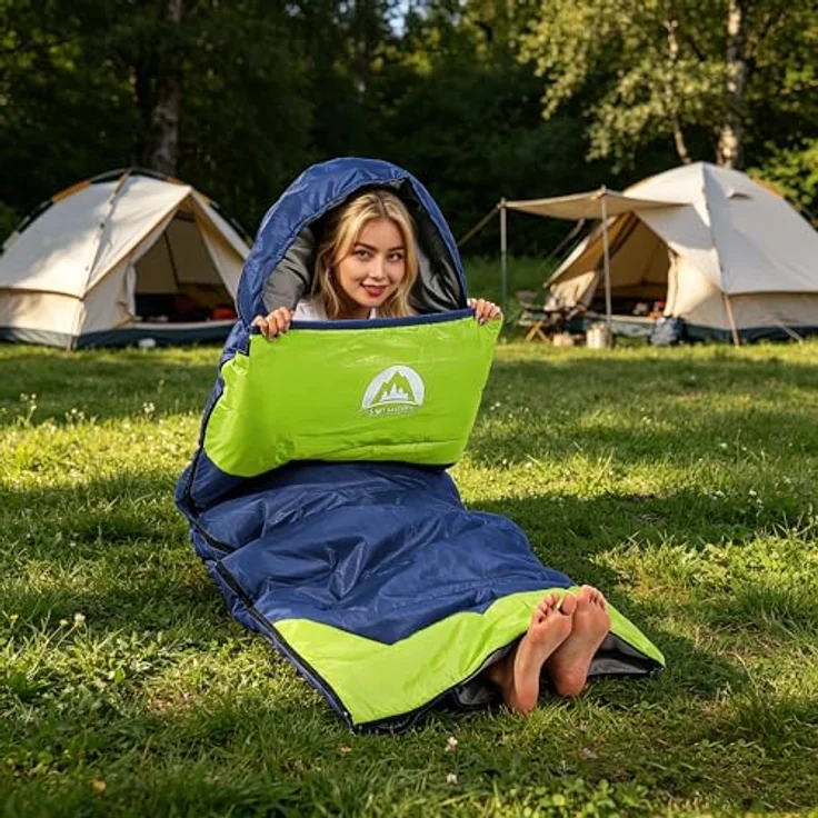 SWTMERRY Schlafsack für 3-4 Jahreszeiten, wasserdicht und leicht, für Jugendliche und Erwachsene, ideal zum Wandern und Campen, Komforttemperatur 10-20 °C, in verschiedenen Farben erhältlich – Bild 3