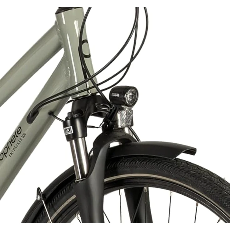 Prophete ENTDECKER 500, 28 Zoll Trekkingbike mit Shimano Altus 24-Gang Kettenschaltung, hydraulischen MT200 Scheibenbremsen, 40 Lux LED Beleuchtung, Alurahmen 48 cm, Suntour NEX Federgabel, grau – Bild 3