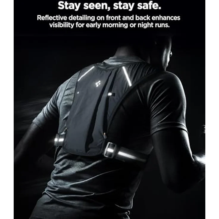 Spigen A720 Dynamic Shield Running Vest, Leichte Laufweste mit praktischem Taschenlayout, L-XL, Schwarz – Bild 7