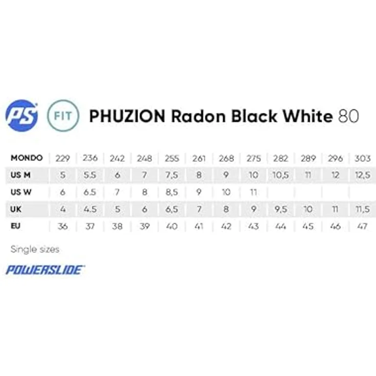 POWERSLIDE Phuzion Radon 80 Trinity SMU 38 Fitness Inlineskate in Schwarz/Weiss, ABEC 5 Kugellager – Bild 6