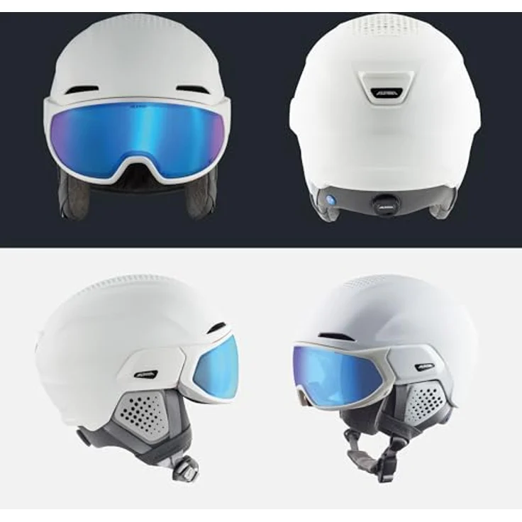 ALPINA Alto Q-LITE Skihelm, individuell anpassbar, stoßabsorbierend, kontrastverstärkendes Visier, White matt (Blue revo), Größe S (51-55 cm) – Bild 4