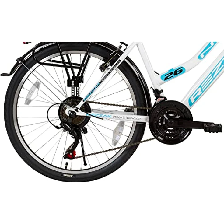 Rezzak 26 Zoll Fahrrad Damen Citybike 21 Gang Drehschaltung RH ca 47cm Weiss Türkis – Bild 3