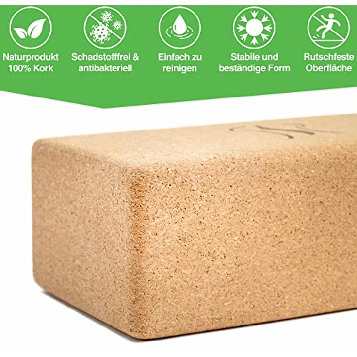 BACKLAxx® Yoga Block 2er Set aus Kork - 100% nachhaltiger Yogablock, perfektes Yoga Zubehör und Pilates Zubehör, 2 Yoga Blöcke als Yoga Set inkl. Anwendungsvideos, Yogablock 2er Set, Yogablöcke – Bild 2