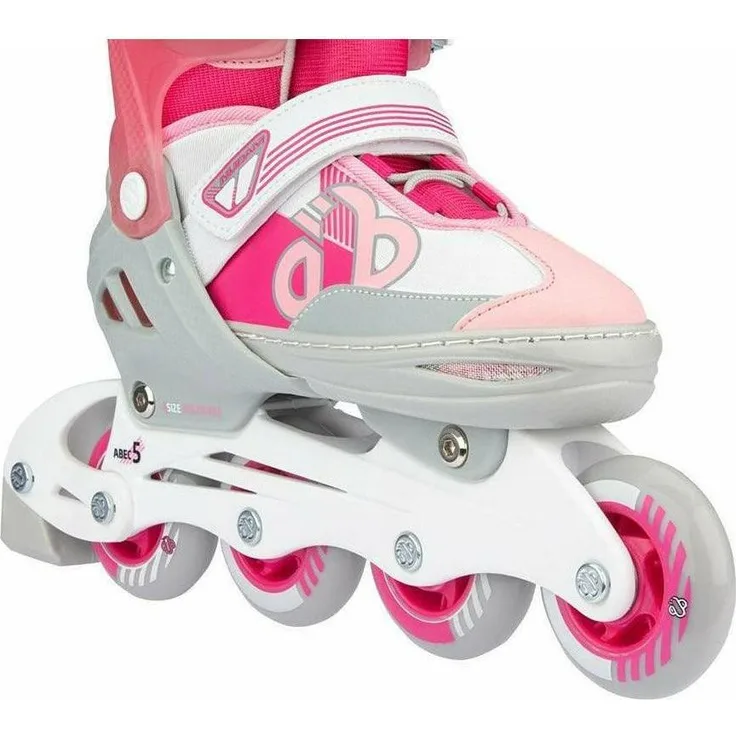 Nijdam Combo, Verstellbare Inline Skates und Eishockeyschlittschuhe, Fuchsia/Silbergrau/Weiß, für Größen EU 37-40, mit Polyurethan-Rädern und ABEC-5 Lagern