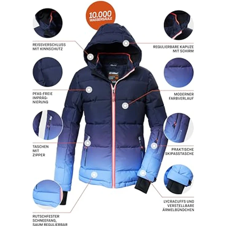 Killtec KSW 330 GRLS Ski QLTD Jacke, wasserabweisend und atmungsaktiv, lavendel, Größe 140 – Bild 7
