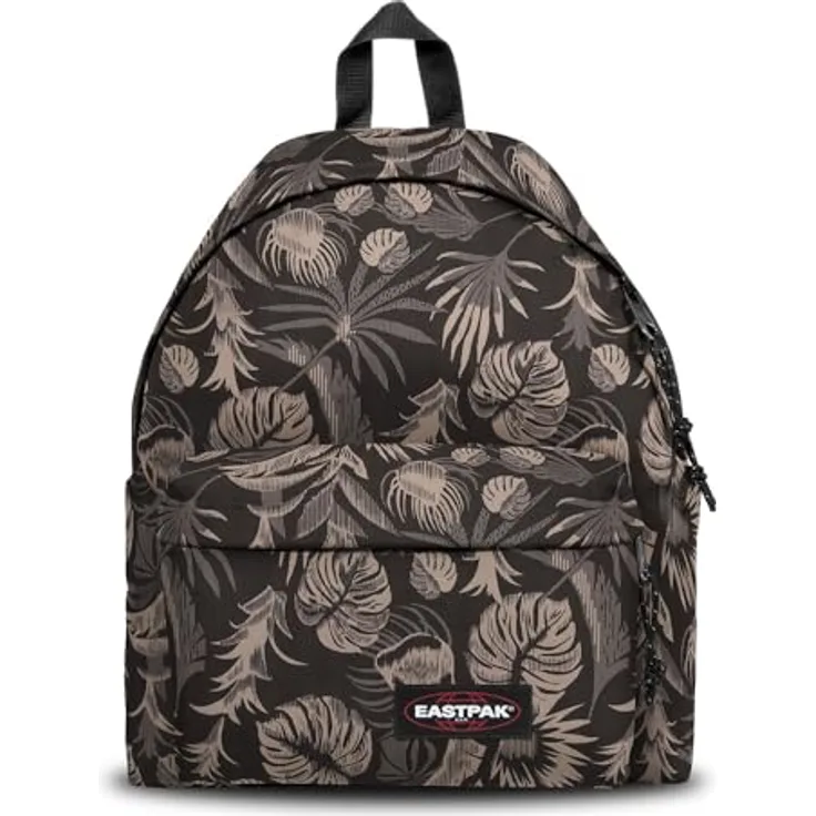 Eastpak Padded PAK'R, Wanderrucksack aus wasserabweisendem Gewebe, Brize Black Grey mit tropischem Blattmuster