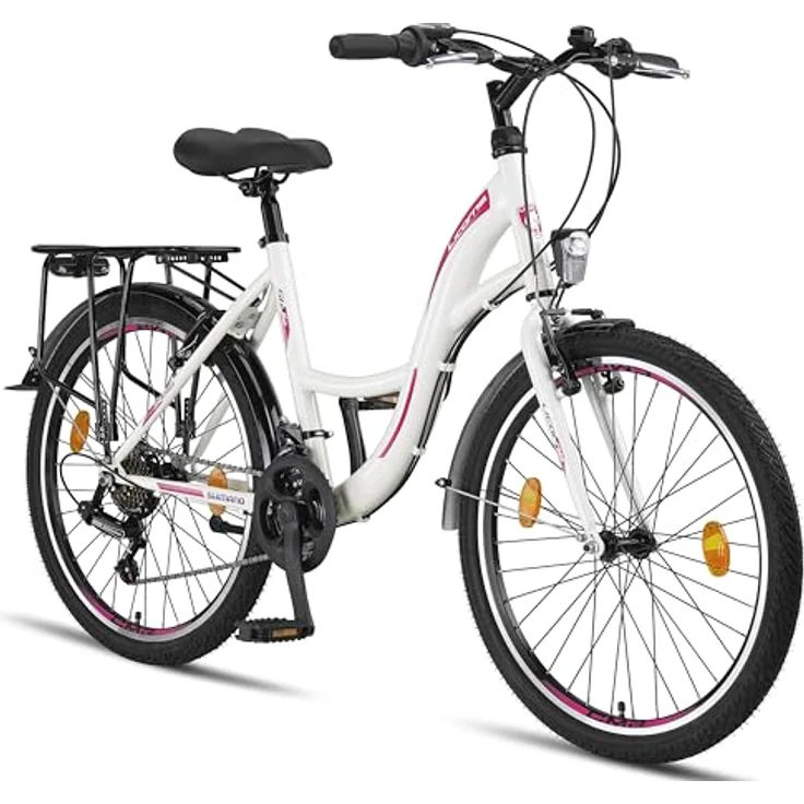 Licorne Bike Stella Premium City Bike 24 Zoll - 21 Gang-Schaltung - Hollandfahrrad Citybike in Weiss – Bild 1