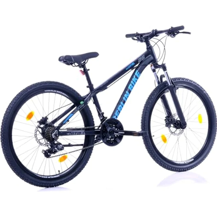 BERLIN BIKE MTB1 Mountainbike 26 Zoll, 33 cm Rahmenhöhe, hydraulische Scheibenbremsen, Shimano 21-Gang, Schwarz-Blau – Bild 3