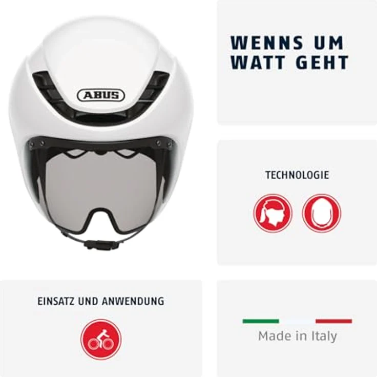 ABUS Zeitfahrhelm GameChanger TT 1.1, aerodynamischer Fahrradhelm für Triathlon, Zeitfahren und Bahnradfahren, Weiß, Größe M (54-58 cm) – Bild 2