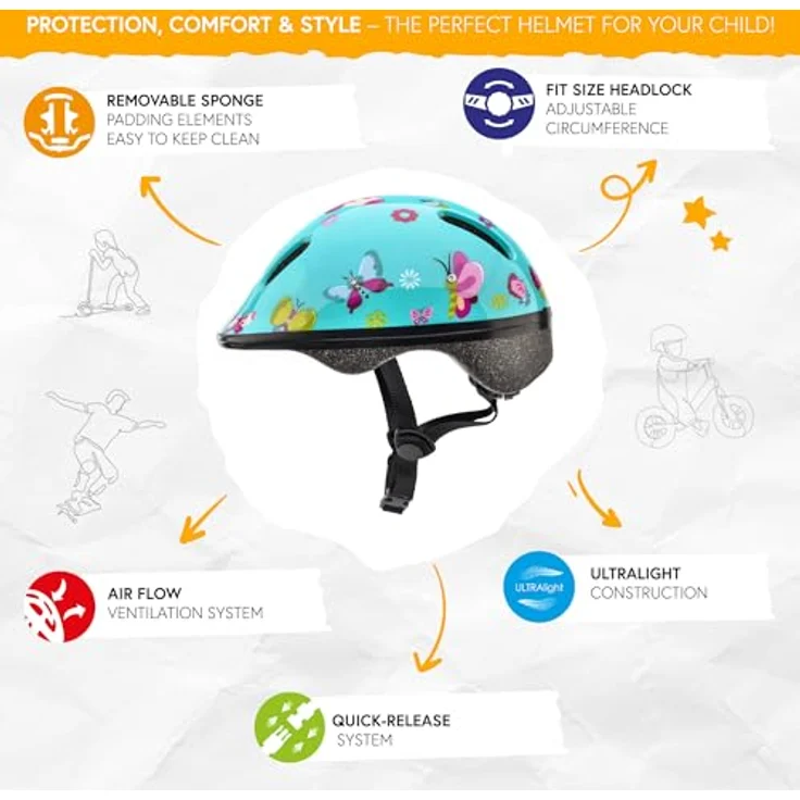meteor® Kinderfahrradhelm Teddybauer, sicherer Fahrradhelm für Kinder, XS/S, 18 Farben, mit Kopfverstellung und Visier – Bild 2