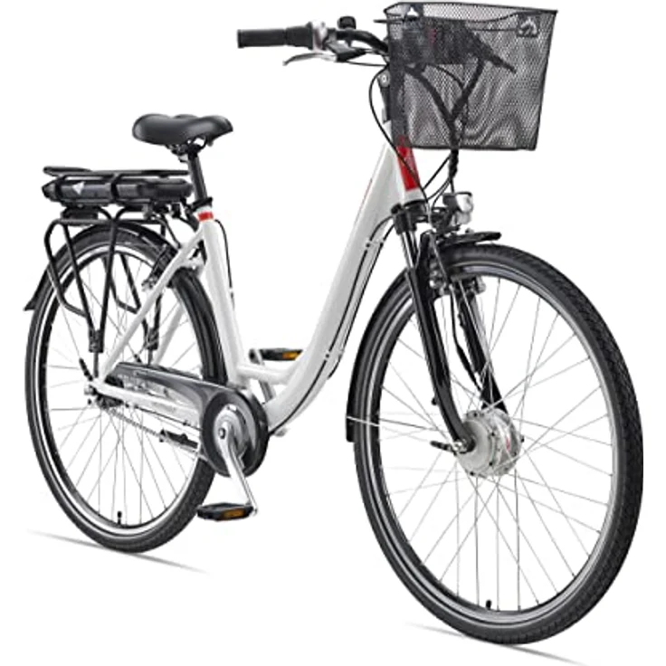 Telefunken E-Bike Elektrofahrrad Alu, RC657 Multitalent, 7-Gang Shimano Nabenschaltung, Pedelec Citybike leicht mit Fahrradkorb, Weiß - Preisvergleich – Bild 1