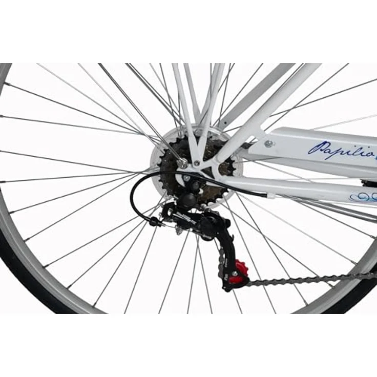 DaCapo Citybike Papilio 28'', 6-Gang-Schaltung, weiß mit Schmetterlingsmotiven, Korb, RH 48 cm – Bild 3