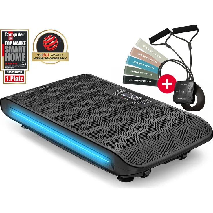 Sportstech Vibrationsplatte sVibe, LED-Technologie in 7 Farben, 99 Intensitätsstufen, 4D-Vibration