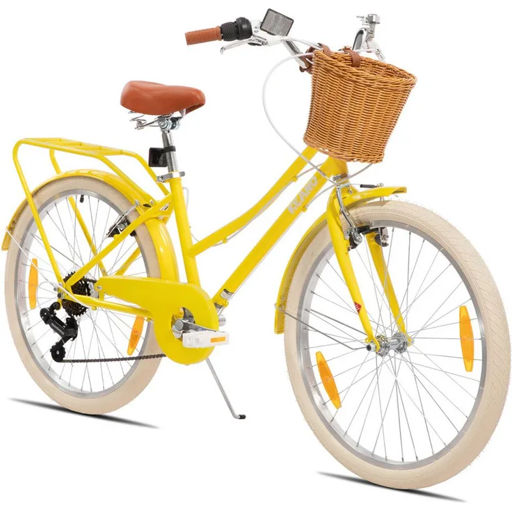 JOYSTAR KEANO Poppy, Kinderfahrrad für Mädchen in Gelb, 20 & 24 Zoll mit Korb, geeignet ab 10 Jahre
