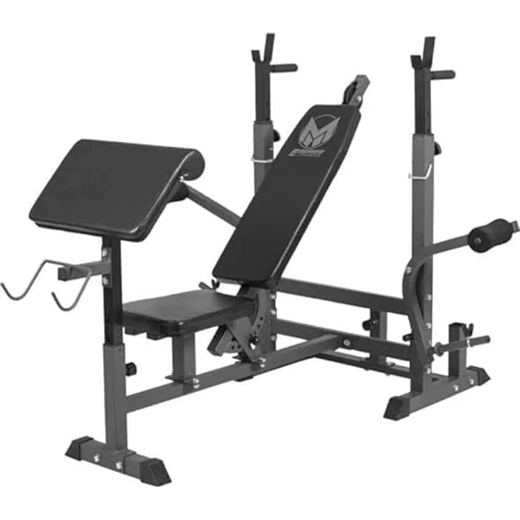 GYRONETICS® Multifunktion Hantelbank - mit Langhantel-Ablage, Curlpult und Butterfly, Dip-Station, Beincurler, Verstellbar, 165x139x128 cm, Stahl - Trainingsbank, Kraftstation, Bankdrücken, Schrägbank, Schwarz – Bild 4
