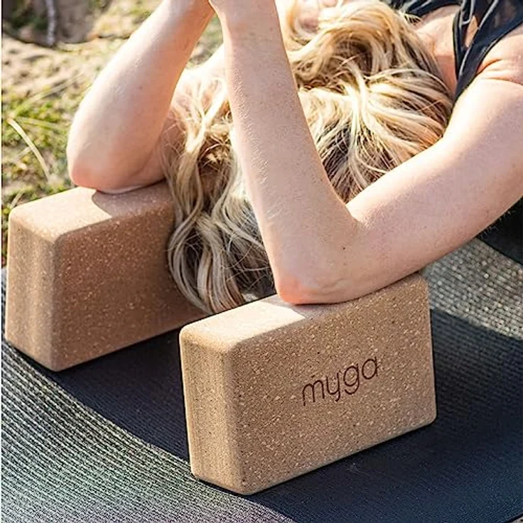 Myga Kork Yoga Block, rutschfest & robust, 22 cm x 14,5 cm x 7 cm, ideal für Yoga & Pilates, nachhaltig aus Naturkork – Bild 3