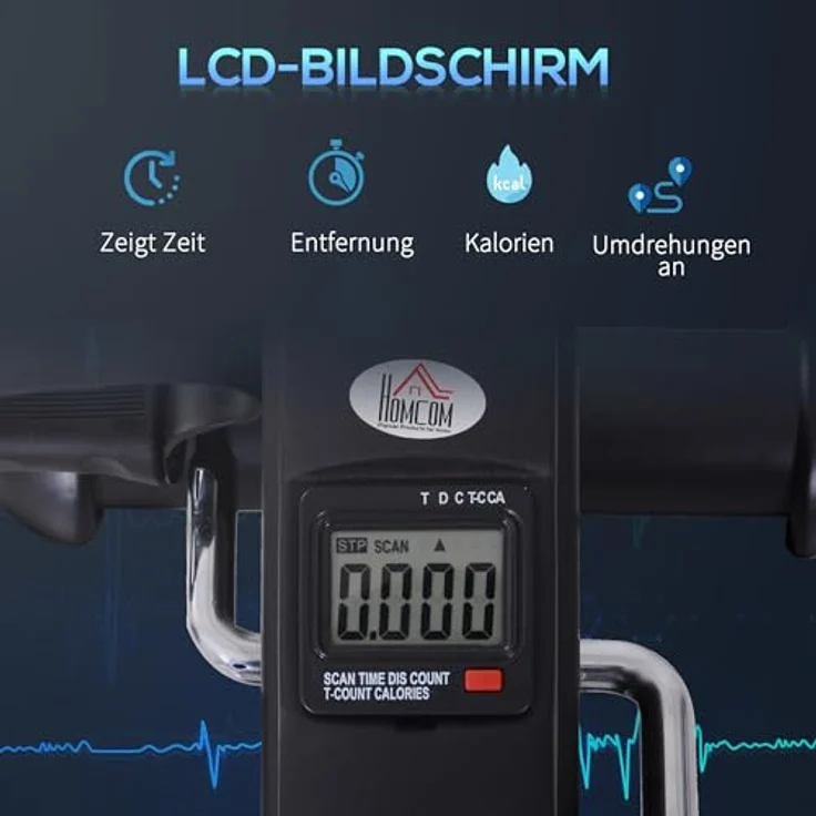 HOMCOM Heimtrainer Mini Bike Pedaltrainer Trainingsrad Fahrradgerät mit LCD-Display Gusseisen Schwarz 35 x 40 x 31 cm – Bild 5