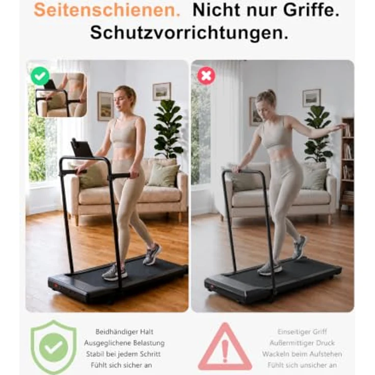 Superun Walking Pad mit 6 % Steigung, Laufband mit App-Erlebnis und robusten Handläufen – Bild 3