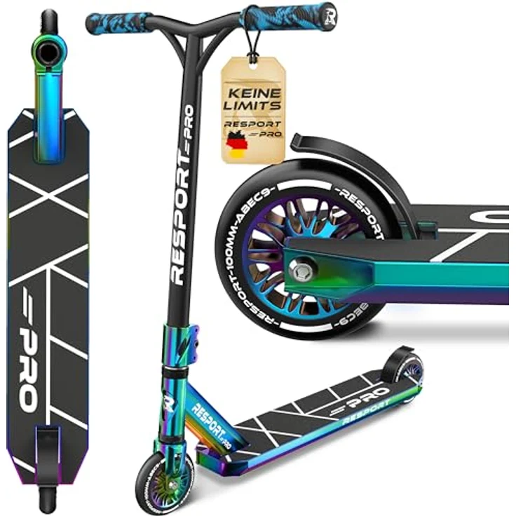RE:SPORT REVO PRO Stunt Scooter für Kinder & Erwachsene, Profi Stuntroller mit 110mm PU-Rollen, Y-Bar, ABEC 9 Kugellagern, rutschfestem Pro-Deck und Ständer – Bild 1