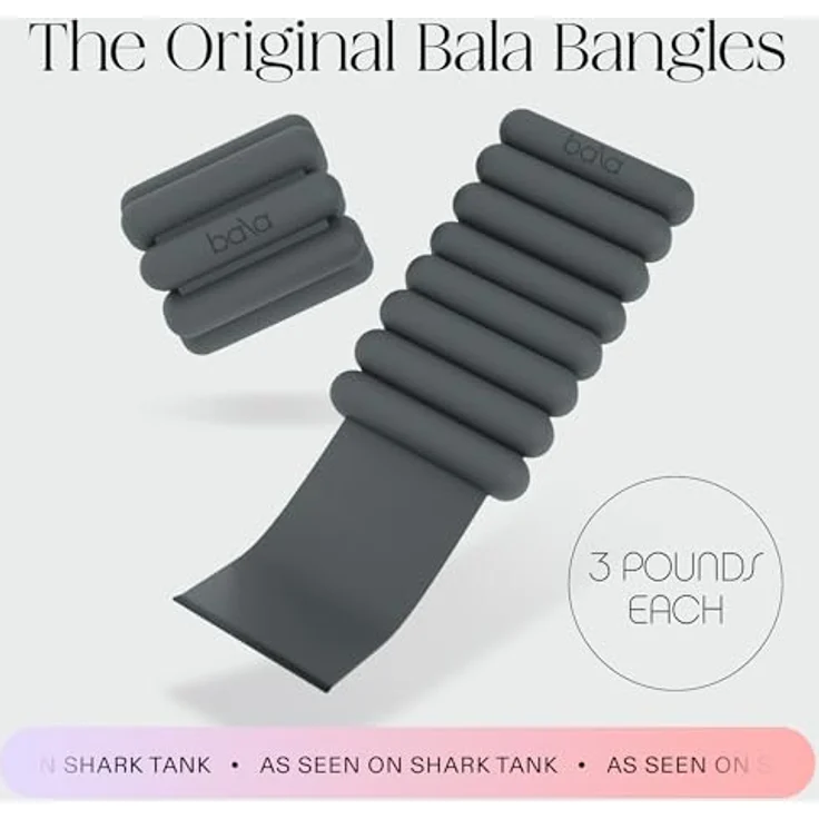 Bala Armreifen, Handgelenk- und Knöchelgewichte mit 1,4 kg, verstellbares Silikon-Gewichts-Armband-Set für Fitnessstudio, Yoga und Pilates, Anthrazit – Bild 2