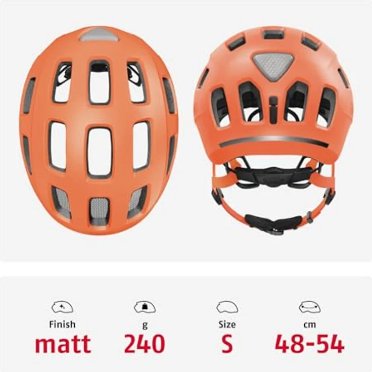 ABUS Youn-I 2.0, Fahrradhelm mit Licht für Kinder und Jugendliche, mono orange, Größe S – Bild 3