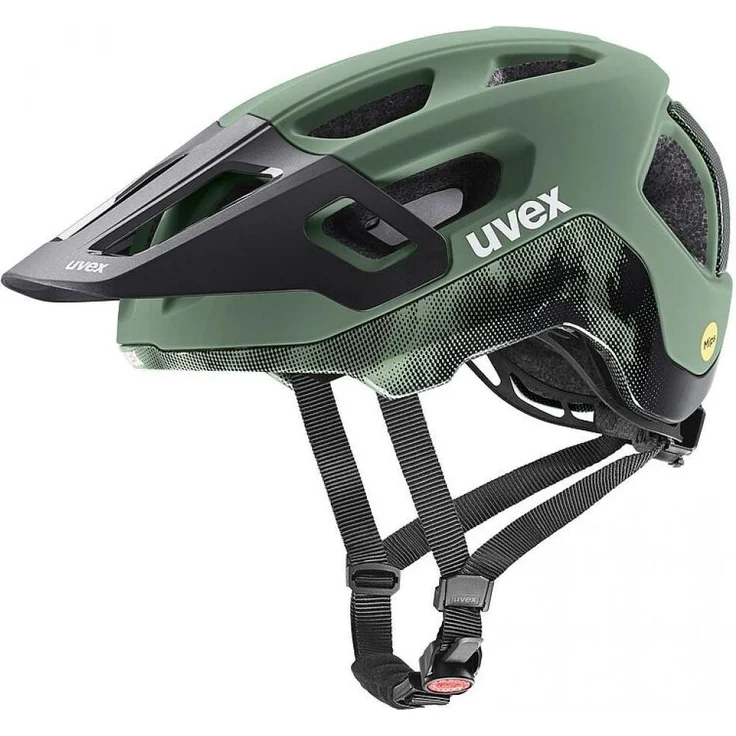 Uvex React MIPS MTB-Helm, moss green-black matt, 59-61 cm, MIPS-Technologie, 3D IAS 3.0, EPS/PC, 10 Lüftungen, Unisex