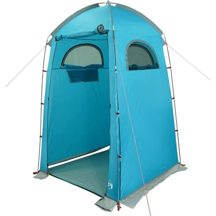 vidaXL Duschzelt Blau, wasserfestes Multifunktionszelt für Camping, Dusche und Umkleide, einfacher Zugang mit Reißverschluss, leicht aufzubauen – Bild 1
