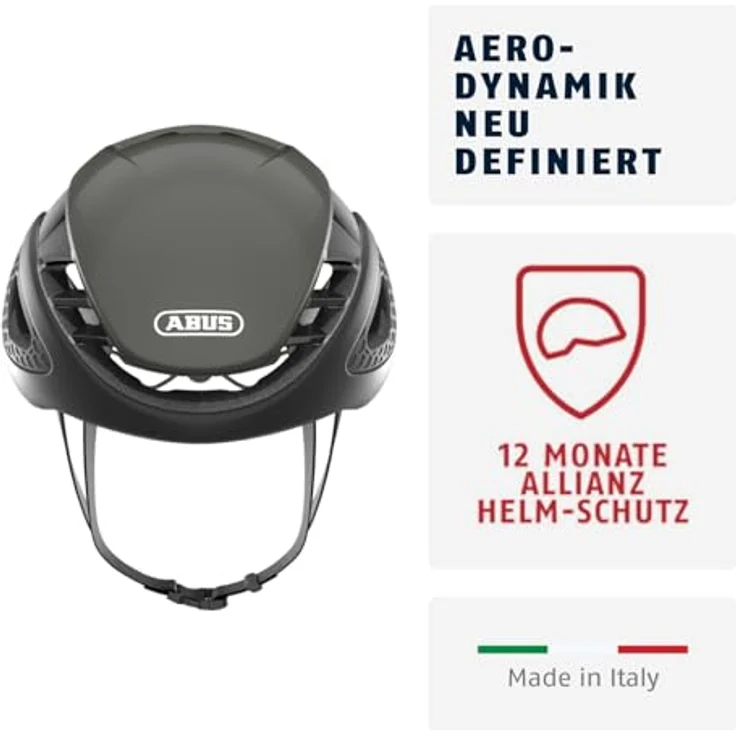 ABUS Rennradhelm GameChanger, Aerodynamischer Fahrradhelm mit optimaler Ventilation und AirPort Brillenhalterung, dunkelgrau, Größe M – Bild 2