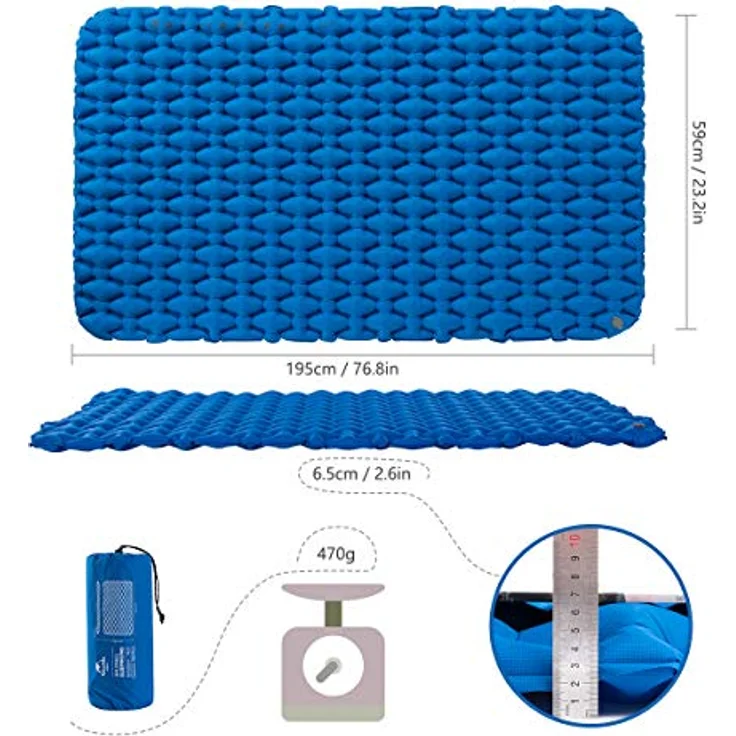 Naturehike FC-11, Aufblasbare Zwei-Personen-Isomatte mit 6,5 cm Dicke und quadratischen Luftkammern – Bild 2