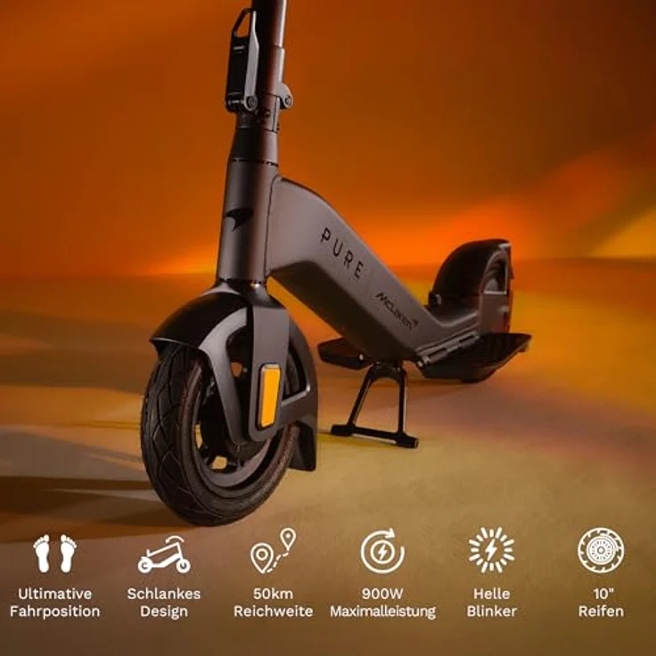 Pure McLaren E Scooter Schwarz – Max. 20 km/h, 50 km Reichweite, Ergonomische Fahrposition, Straßenzulassung – Bild 2