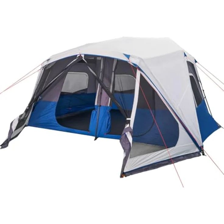vidaXL Familienzelt, Campingzelt für 10 Personen mit LED-Beleuchtung, wasserdicht und Quick-Release-System, Hellgrün – Bild 1