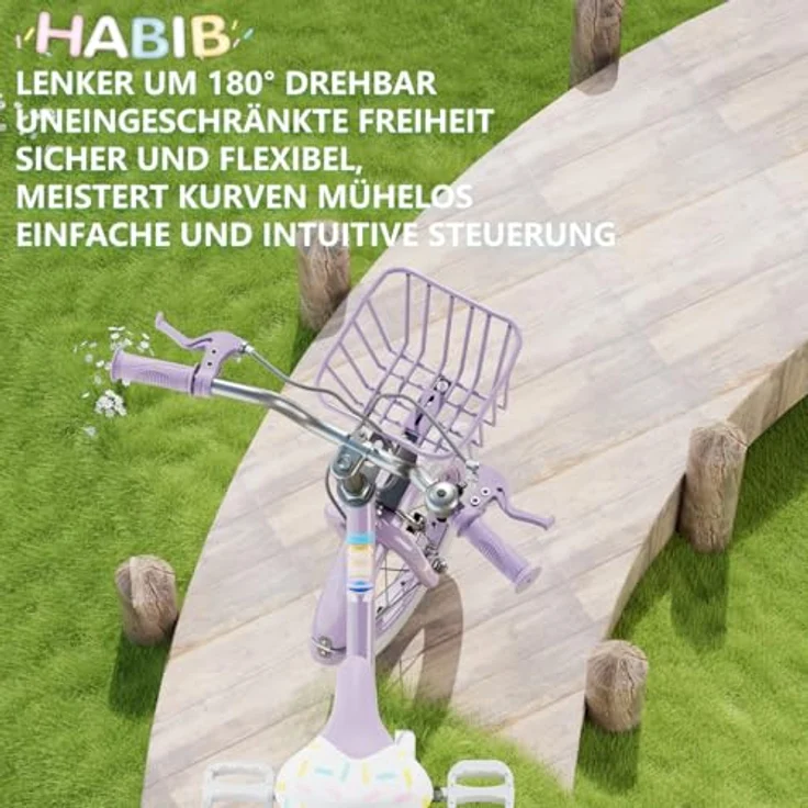 Habib Gruppe Kinderfahrrad, Komplettset mit Schutz-Set und höhenverstellbarem Sattel, pink – Bild 4
