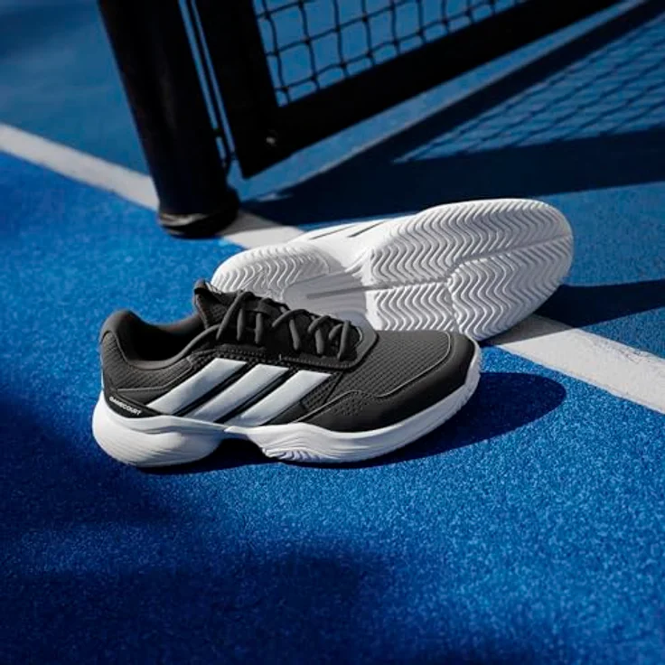 Adidas GameCourt 3 Allcourt Tennisschuh, Weiß/Core Black/Cloud White, LIGHTMOTION Dämpfung, abriebfeste Gummiaußensohle, TPU-Fersen-Clip – Bild 6